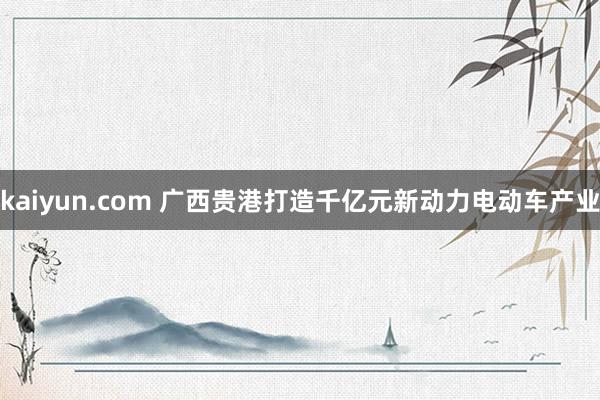 kaiyun.com 广西贵港打造千亿元新动力电动车产业