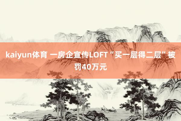 kaiyun体育 一房企宣传LOFT“买一层得二层”被罚40万元